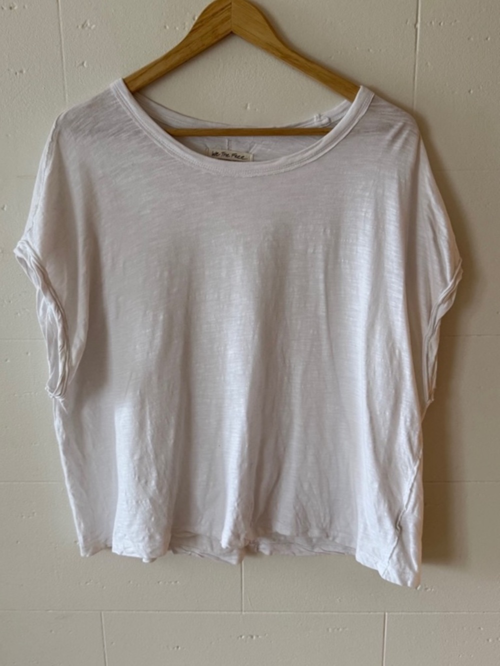 Free People | White Cotton Oversized Tee Relaxed Boho Casual - Size Large